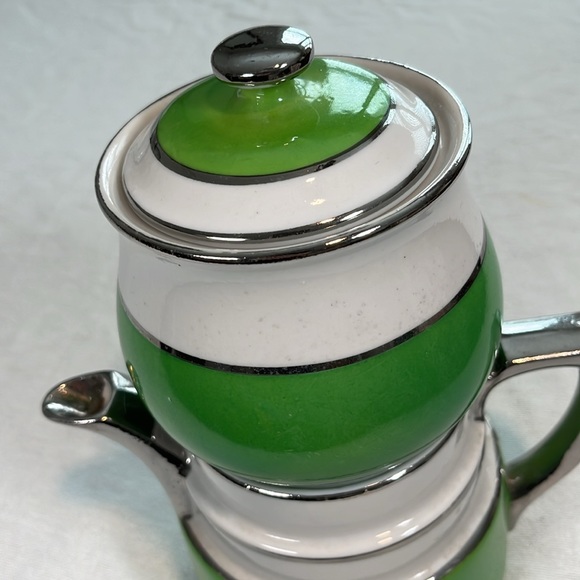 Vintage Double Teapot Made in Japan Art Deco Pottery Tea Coffee Herbs Retro EXC - Picture 5 of 17